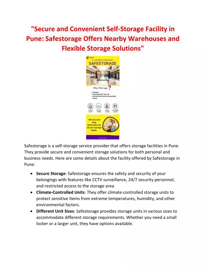 secure and convenient self storage facility