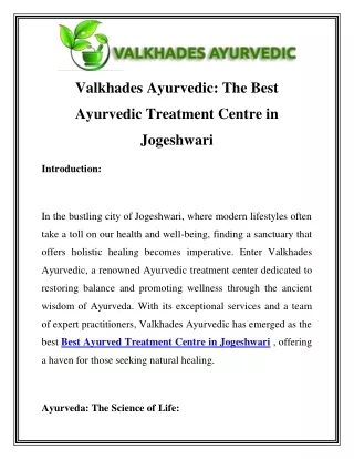 Best Ayurved Treatment Centre in Jogeshwari  Call-9870270610