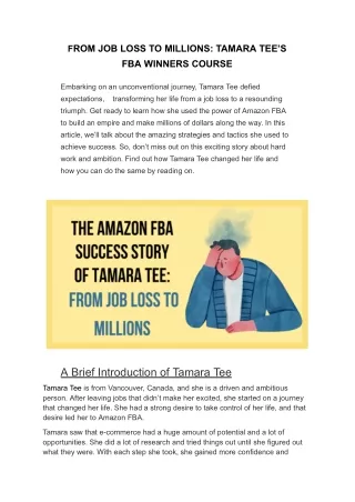 Tamara Tee Review: How Amazon FBA Helped Rebuild a Life After Job Loss