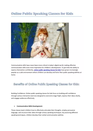 Online Public Speaking Classes for Kids