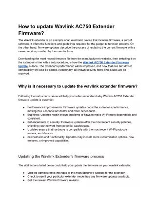 How to update Wavlink AC750 Extender Firmware
