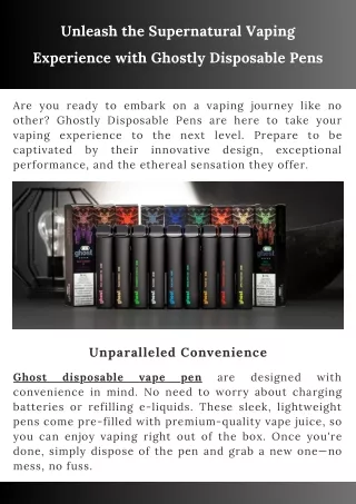 Unleash the Supernatural Vaping Experience with Ghostly Disposable Pens