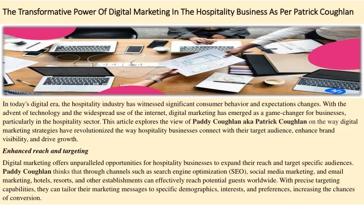 the transformative power of digital marketing in the hospitality business as per patrick coughlan