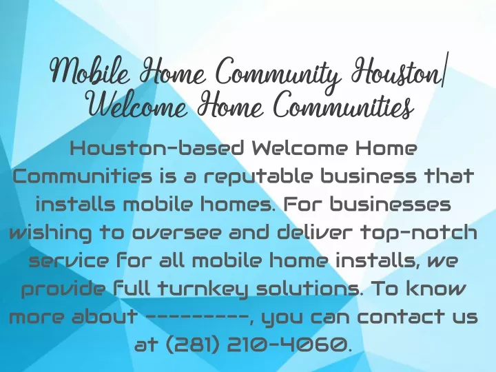mobile home community houston welcome home