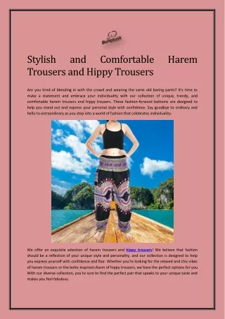 Stylish and Comfortable Harem Trousers and Hippy Trousers