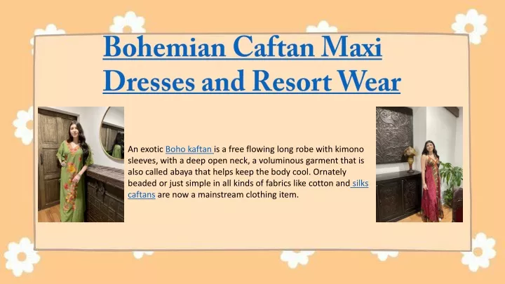 bohemian caftan maxi dresses and resort wear