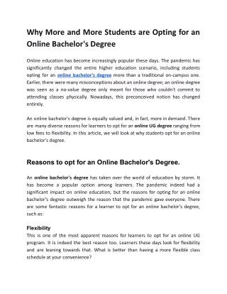 Why More and More Students are Opting for an Online Bachelor's Degree