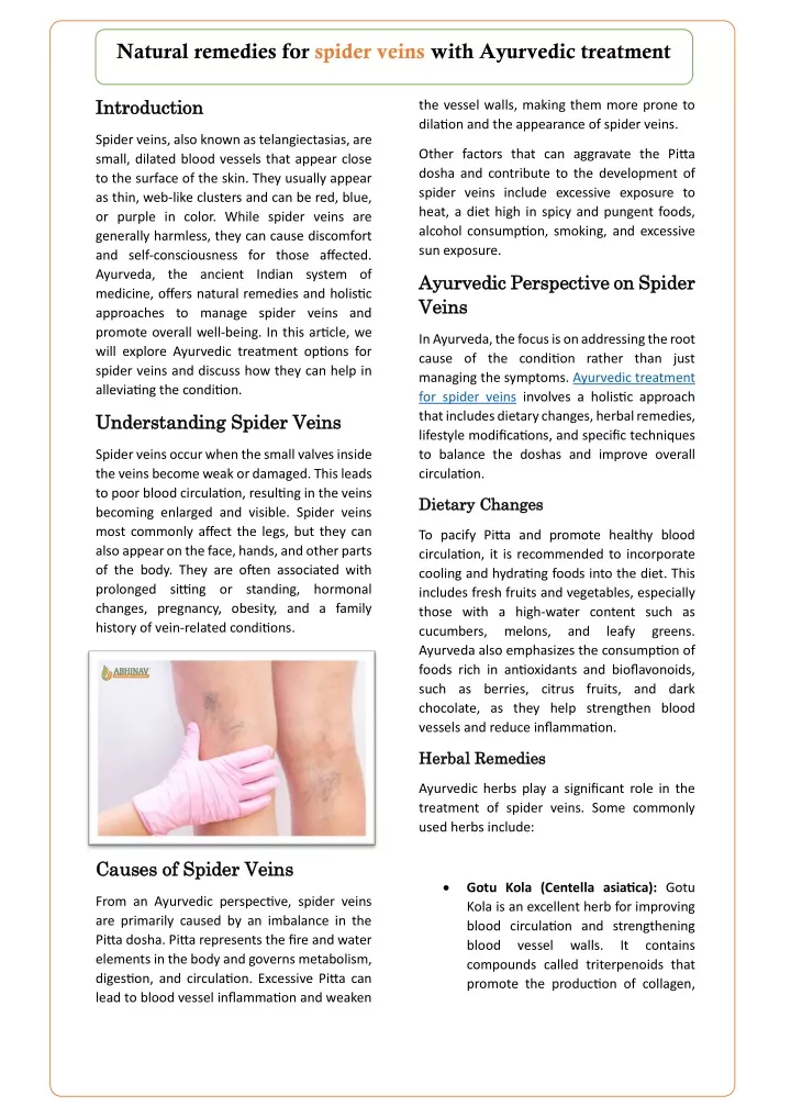 natural remedies for spider veins with ayurvedic