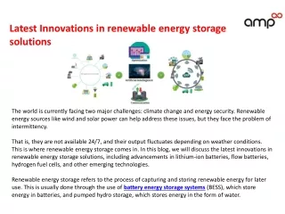 Latest Innovations in renewable energy storage solutions