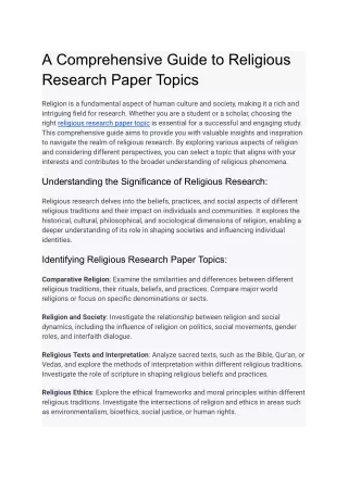 A Comprehensive Guide to Religious Research Paper Topics
