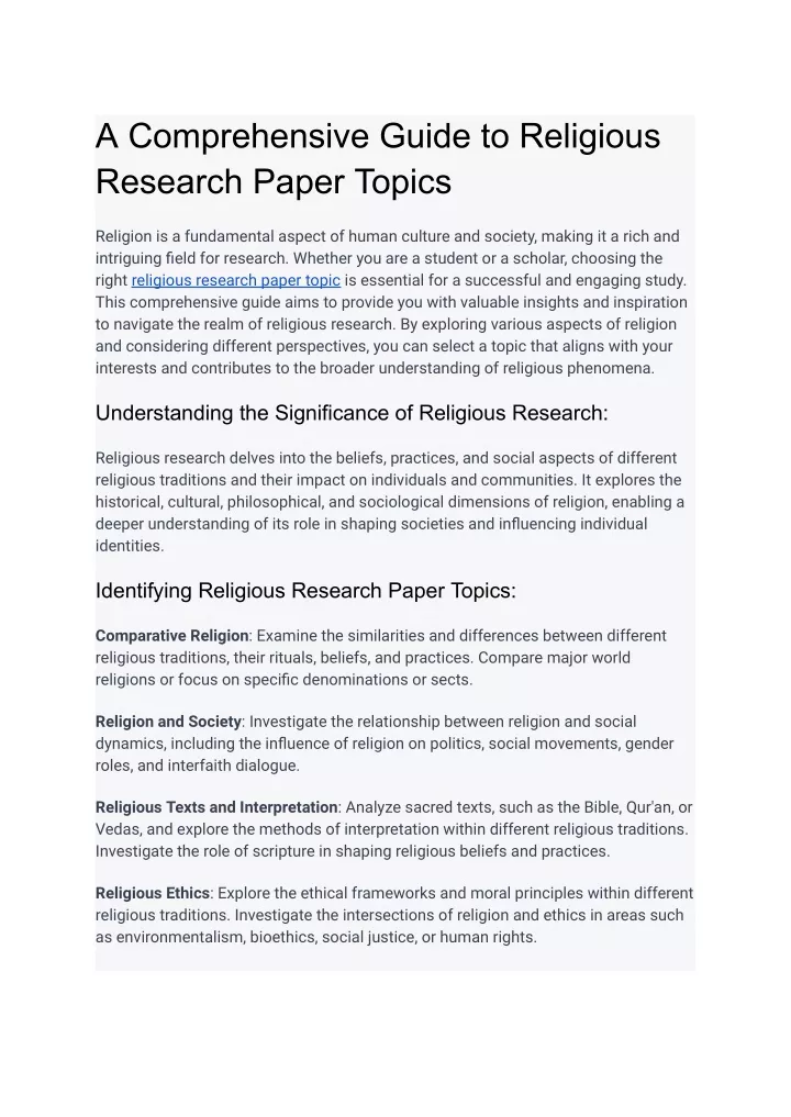 research topics on religious education