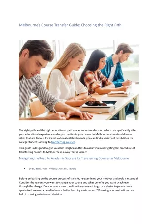 melbourne s course transfer guide choosing