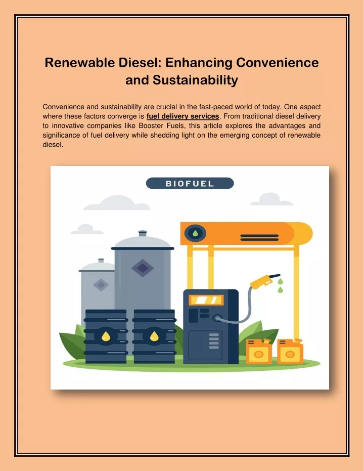 renewable diesel enhancing convenience