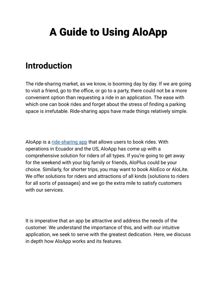 a guide to using aloapp