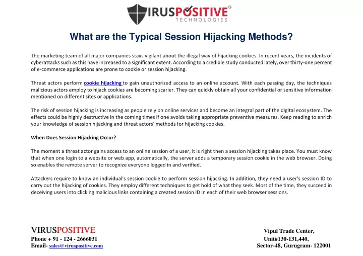 what are the typical session hijacking methods