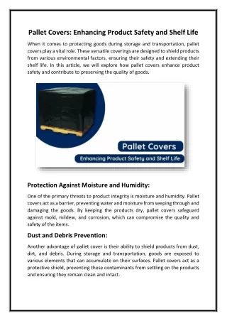 Pallet Covers Enhancing Product Safety and Shelf Life