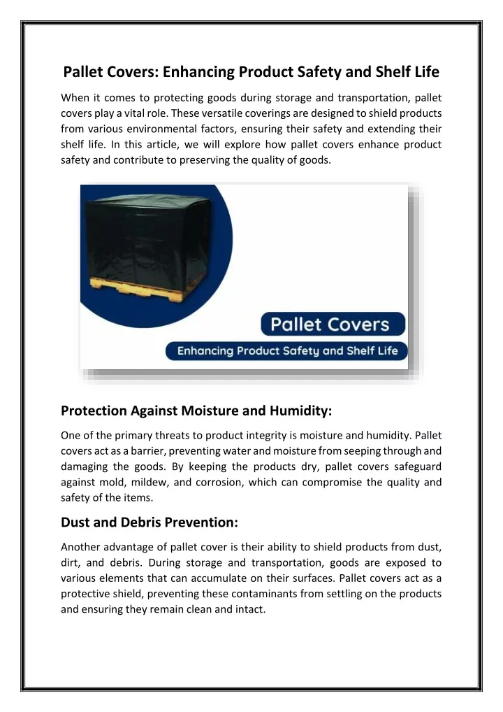 pallet covers enhancing product safety and shelf