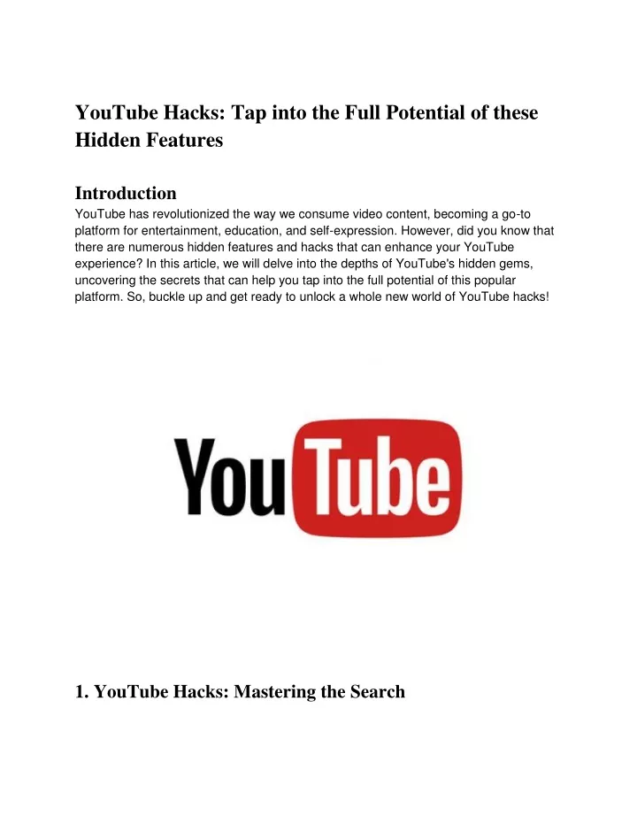 youtube hacks tap into the full potential