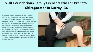 Visit Foundations Family Chiropractic For Prenatal Chiropractor In Surrey, BC