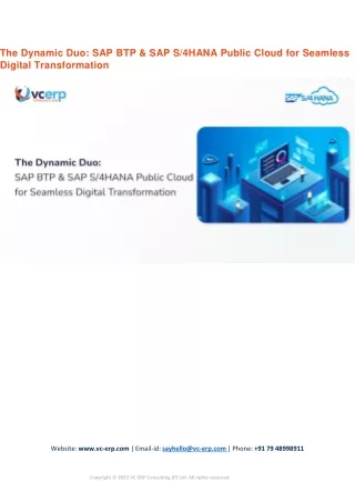 The Dynamic Duo: SAP BTP & SAP S/4HANA Public Cloud for Seamless Digital Transfo