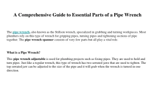 A Comprehensive Guide to Essential Parts of a Pipe Wrench
