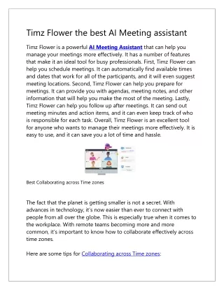 Timz Flower: AI Meeting Assistant for Seamless Virtual Collaboration