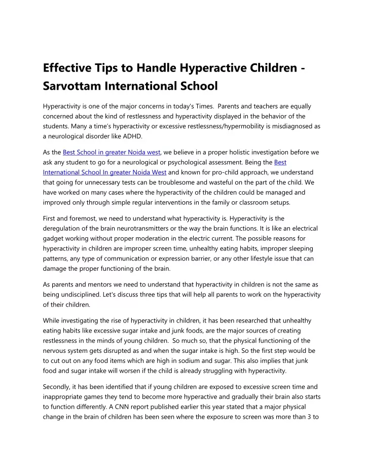 effective tips to handle hyperactive children