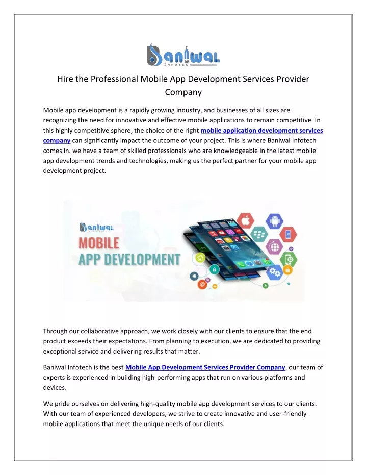 hire the professional mobile app development