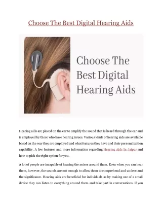 Choose The Best Digital Hearing Aids