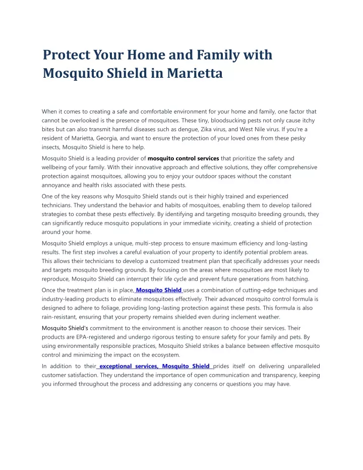 protect your home and family with mosquito shield