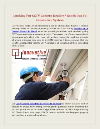 CCTV Camera Installation Services In Borivali