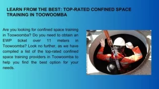 Learn from the Best: Top-Rated Confined Space Training in Toowoomba