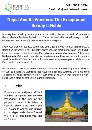 Nepal And Its Wonders The Exceptional Beauty It Holds