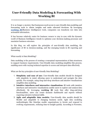 user friendly data modeling forecasting with