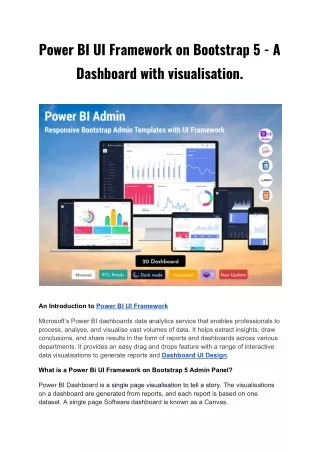 Power BI UI Framework on Bootstrap 5 - A Dashboard with visualisation.