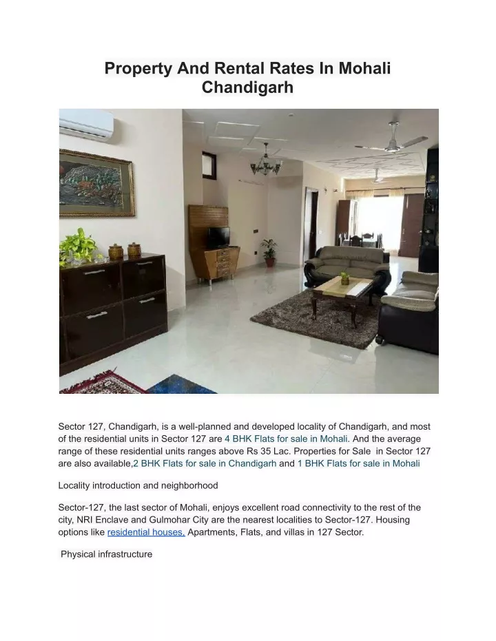 property and rental rates in mohali chandigarh