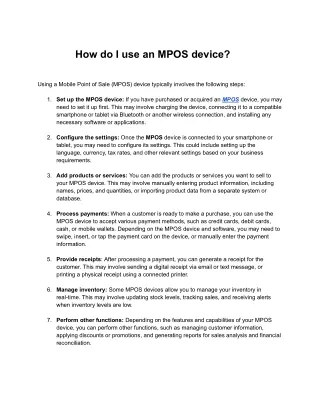 how do i use an mpos device