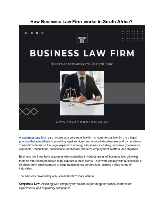 How Business Law Firm works in South Africa_
