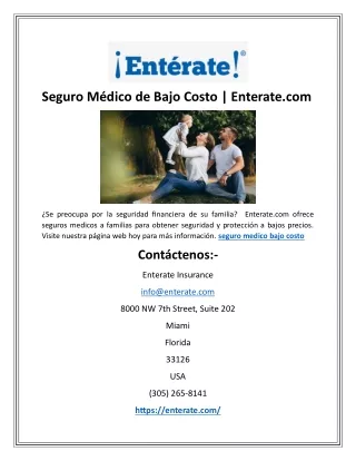 seguro m dico de bajo costo enterate com