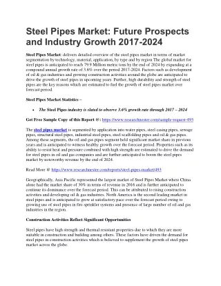 steel pipes market future prospects and industry