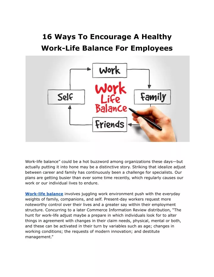 16 ways to encourage a healthy work life balance