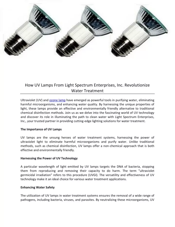 how uv lamps from light spectrum enterprises