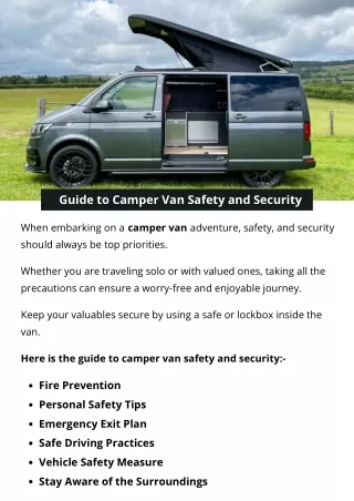 Guide to Camper Van Safety and Security