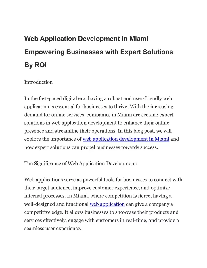 web application development in miami