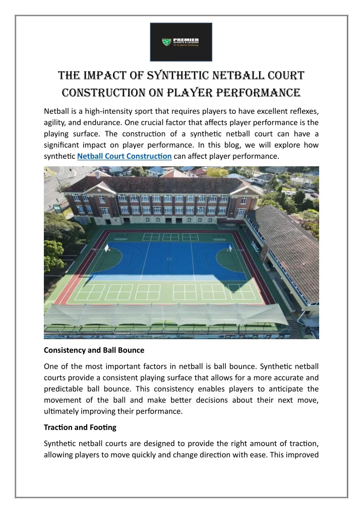 the impact of synthetic netball court