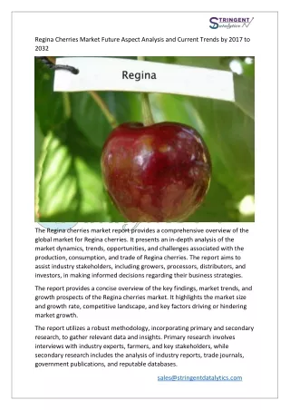 regina cherries market future aspect analysis