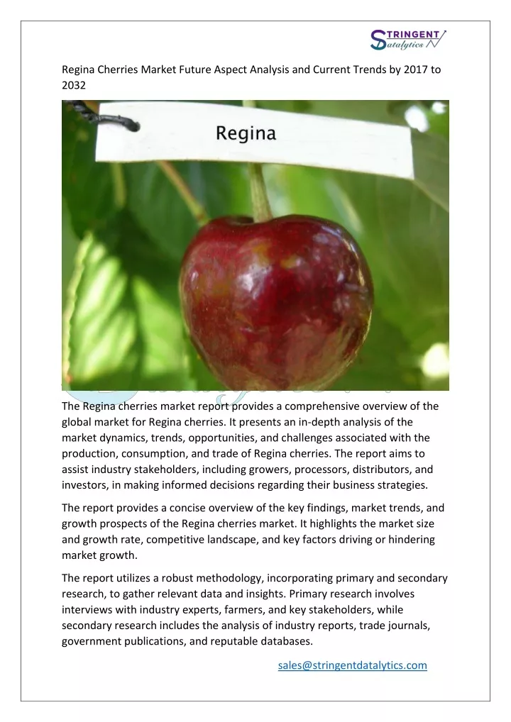 regina cherries market future aspect analysis