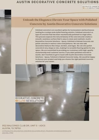 Unleash the Elegance: Elevate Your Space with Polished Concrete by Austin Decora