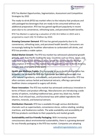 rtd tea market opportunities segmentation