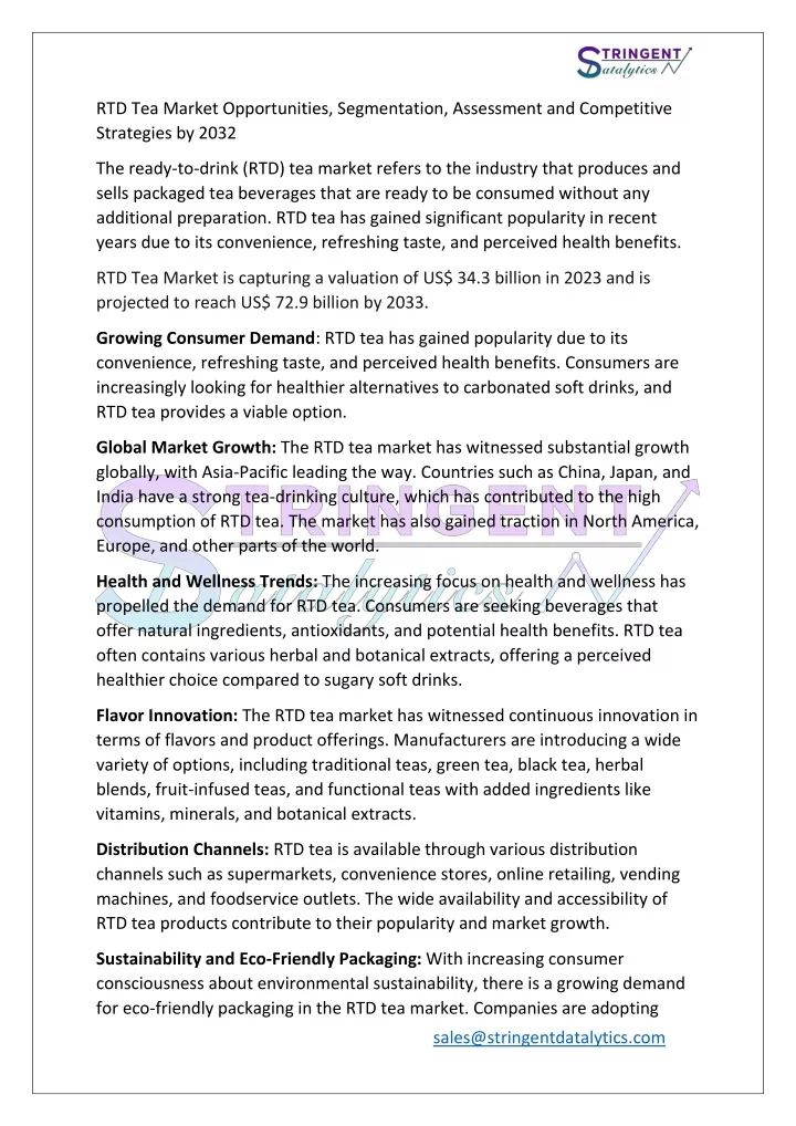 rtd tea market opportunities segmentation